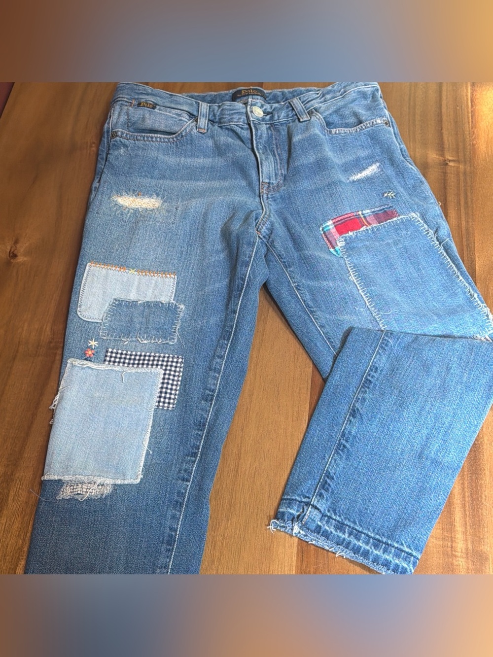 Polo Ralph Lauren Astor Slim Boyfriend Patchwork Distressed Jeans Girls 14/28W